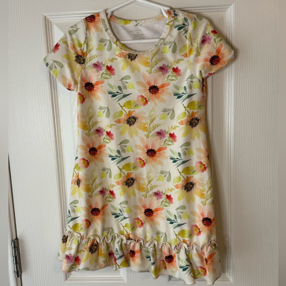 Charlie’s Project Yellow Pink Flower Twirl Spring Summer Dress size 4T